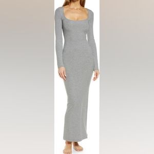 Skims Heather grey foil soft midi dress